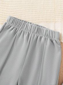 SHEIN Explorewe Conjunto De Ropa Juvenil De Moda Para Niñas, 3 Piezas Con Estampado De Letras Y Parches - Gris - Ver 3