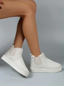 女款中小腿及踝靴,白色內襯保暖靴 - 白色 - 查看 4