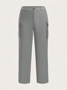 SHEIN EZwear Của phụ nữ Kích thước lớn Thẳng Quần - Màu xám đen - Xem 1