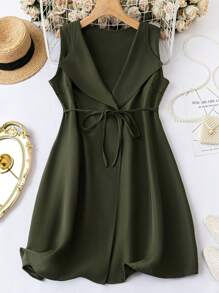 SHEIN LUNE 大尺碼女式無袖大衣配腰帶