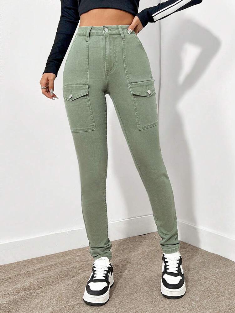 Slim Fit Mid Waist Long Jeans