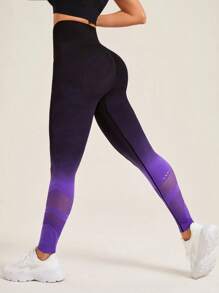 無縫高彈力漸變色中空透氣運動打底褲 - 彩色 - 查看 2