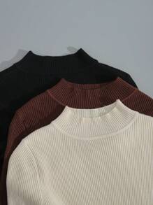 INAWLY Women's Solid Color Stand Collar Sweater,Long Sleeve Tops Knit Pullover Fall Winter Outfit