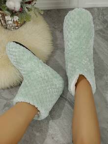 Dép đi trong nhà mềm mại ấm áp cho nữ, giày đi trong nhà thanh lịch có đế massage và chống trượt, thoải mái cho phụ nữ - màu xanh lá - Xem 9