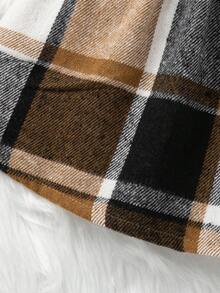 SHEIN 幼兒女童蕾絲t卹+格紋背帶裙,2件/套 - 棕色 - 查看 6