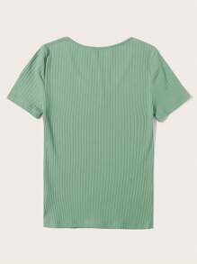 SHEIN Essnce 女款v領溜織t恤