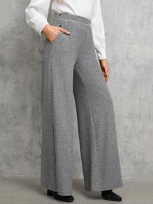 SHEIN Tall 女裝寬腿長褲 - 灰色 - 查看 4