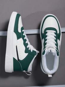 男式休閒時尚輕便高幫運動鞋/踏板鞋 - 白綠 - 查看 2