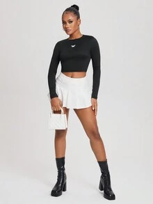 GraceKreations In bướm Áo phông Crop - màu đen - Xem 5