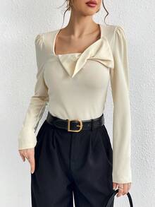 SHEIN Essnce 女士蝴蝶結裝飾泡泡袖t恤