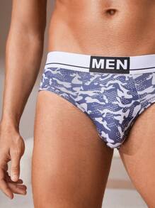 男士3入組迷彩和字母印花三角褲 - 彩色 - 查看 7