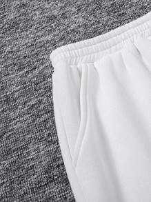 SHEIN Tween Girls' Loose Fit Lagenlook Quần nhiều túi có còng co giãn - Đen và trắng - Xem 4