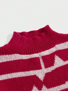 ROMWE MEN Street Life Herren Drop Shoulder Pullover mit Stehkragen und Farbblock Motiv