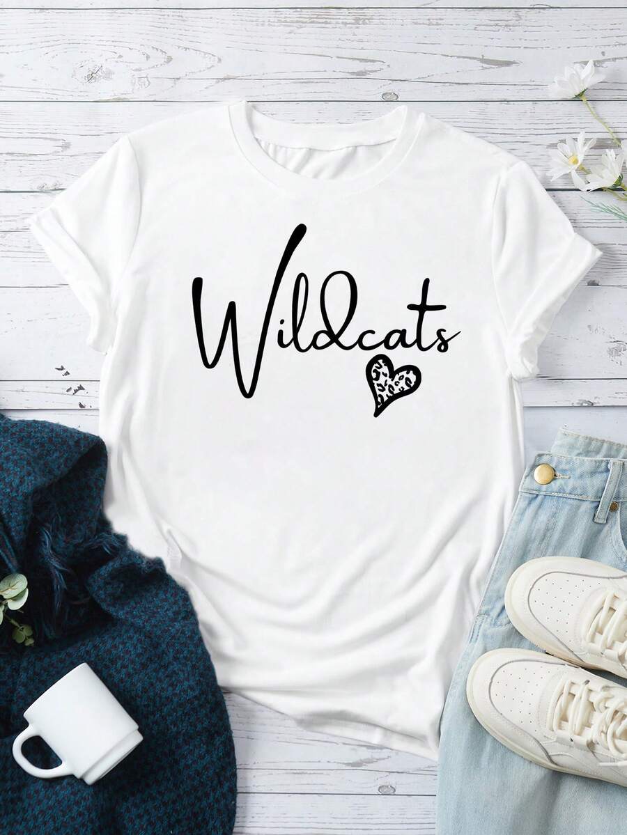 SHEIN Essnce 字母和心圖案T恤