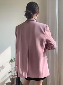 DAZY Quý cô Single-breasted Nút Áo vest - Hồng - Xem 2