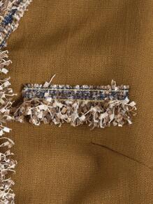 SHEIN Clasi Frayed Hem Patchwork Jacket Fall Cloth For Women - Brown - View 5