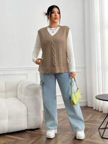 SHEIN EZwear Women's Plus Size Knitted Sweater Vest