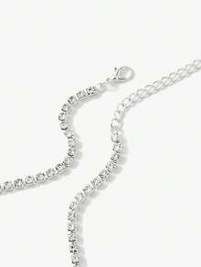 SHEIN BAE European And American New Personalized Heart & Rhinestone Decor Chest Chain Accessory, Sexy Bikini Jewelry Body Chain For Women - Silver - View 4