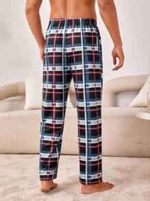 男士彈性腰帶格紋休閒褲 - 彩色 - 查看 2