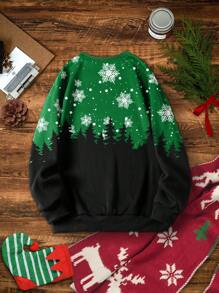 SHEIN EZwear 女士聖誕印花運動衫 - 彩色 - 查看 2