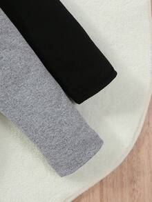 SHEIN 幼兒女童半高領保暖打底t卹,長袖,2件春秋款 - 灰色 - 查看 6