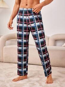 男士彈性腰帶格紋休閒褲 - 彩色 - 查看 1