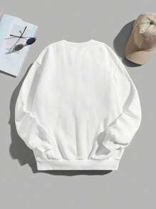 SHEIN Con trai In thư Áo nỉ - trắng - Xem 2