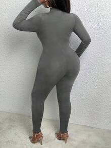 Slaydiva Của phụ nữ Kích thước lớn Áo liền quần - Xám - Xem 2