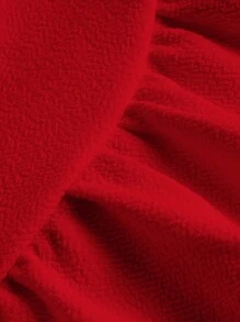 SHEIN EZwear Summer Women's High Waisted Solid Color Asymmetrical Hem Ruffle Flare Skirt - Rose Red - View 3