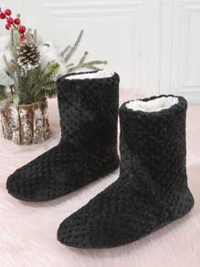 女士蓬松柔软厚毛绒室内靴光滑优雅家居拖鞋软底按摩防滑舒适女鞋