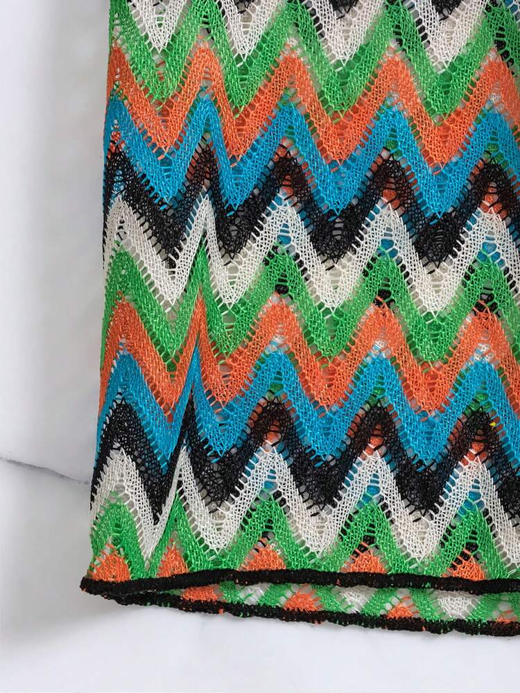 Women'S Zigzag Patterned Side Knot Cover Up Skirt Summer