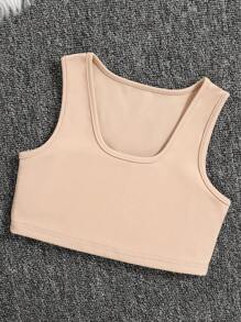 Conjunto De 3 Piezas De Chaleco, Sudadera Y Pantalón Deportivo De Color Liso Para Niñas - Caqui - Ver 3