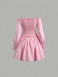 SHEIN Unity Của phụ nữ Xếp li Xù Hoa Sen Đầm - Hồng - Xem 2