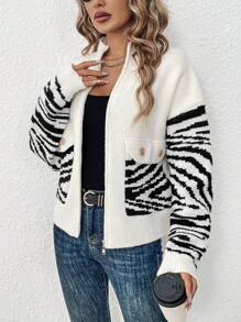 SHEIN LUNE Của phụ nữ Dây kéo Áo len Mở Với Flap túi - Nhiều màu - Xem 1