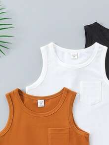 SHEIN 男童纯色上衣 3 件装 - 彩色 - 查看 3