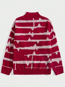 ROMWE MEN Street Life Herren Drop Shoulder Pullover mit Stehkragen und Farbblock Motiv