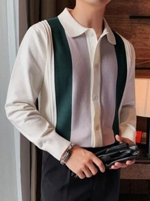 Men's Casual Fashion Cardigan Sweater - White - View 4