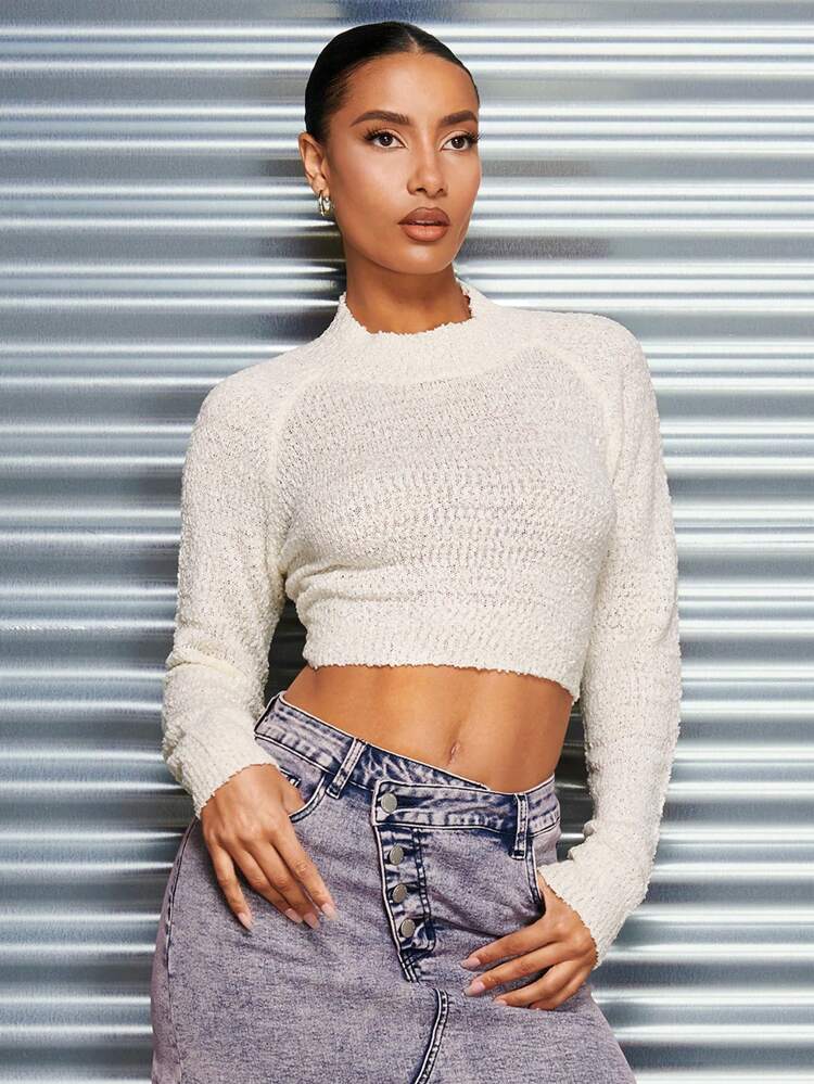 Women's Backless Long Sleeve Sweater With Back Straps