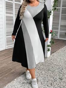 EMERY ROSE Plus Size Color Block Dress - Multicolor - View 4
