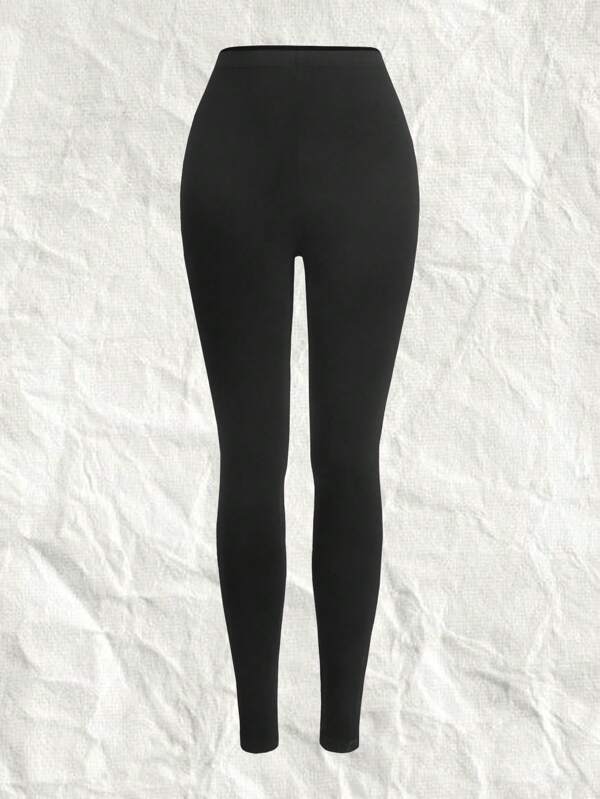 SHEIN EZwear 2pcs/set Plus Size Women's Solid Color Slim Fit Leggings ...