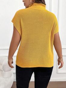 SHEIN CURVE+ Hơn Cổ giả tay cánh Knit ngọn - gừng - Xem 2