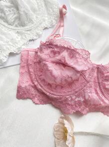 3pcs/Set Lingerie Bra Set (Black, White, Pink) - Multicolor - View 5