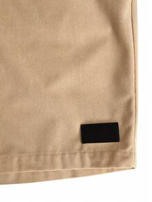 Manfinity Homme Men's Loose Fit Solid Color Shorts With Drawstring Waist - Khaki - View 3