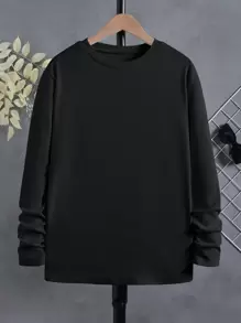 男孩純色 T 卹 - 黑色 - 查看 1