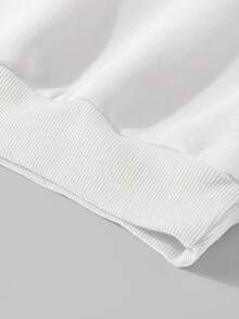 SHEIN EZwear Women's Fleece Inside Sweatshirt Printed With Skull And Chains - White - View 5