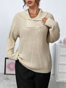 Celure Suéter Tipo Jersey Con Hombros Caídos Y Color Liso De Talla Grande
