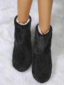 女士蓬松柔软厚毛绒室内靴光滑优雅家居拖鞋软底按摩防滑舒适女鞋