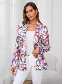 SHEIN Clasi 女士花卉印花全套西裝外套 - 彩色 - 查看 5