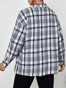 SHEIN Franclia Plus Plaid Print Drop Shoulder Shirt - Multicolor - View 2