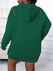 Maweii Plus Size Women'S Cold Shoulder Sweatshirt - Dark Green - View 2